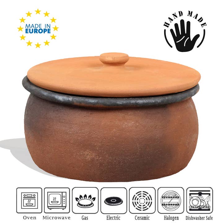 Hakan - Wholesale Cooking pot - Twice-baked Terracotta, Unglazed Clay Cooking Pot with Lid3