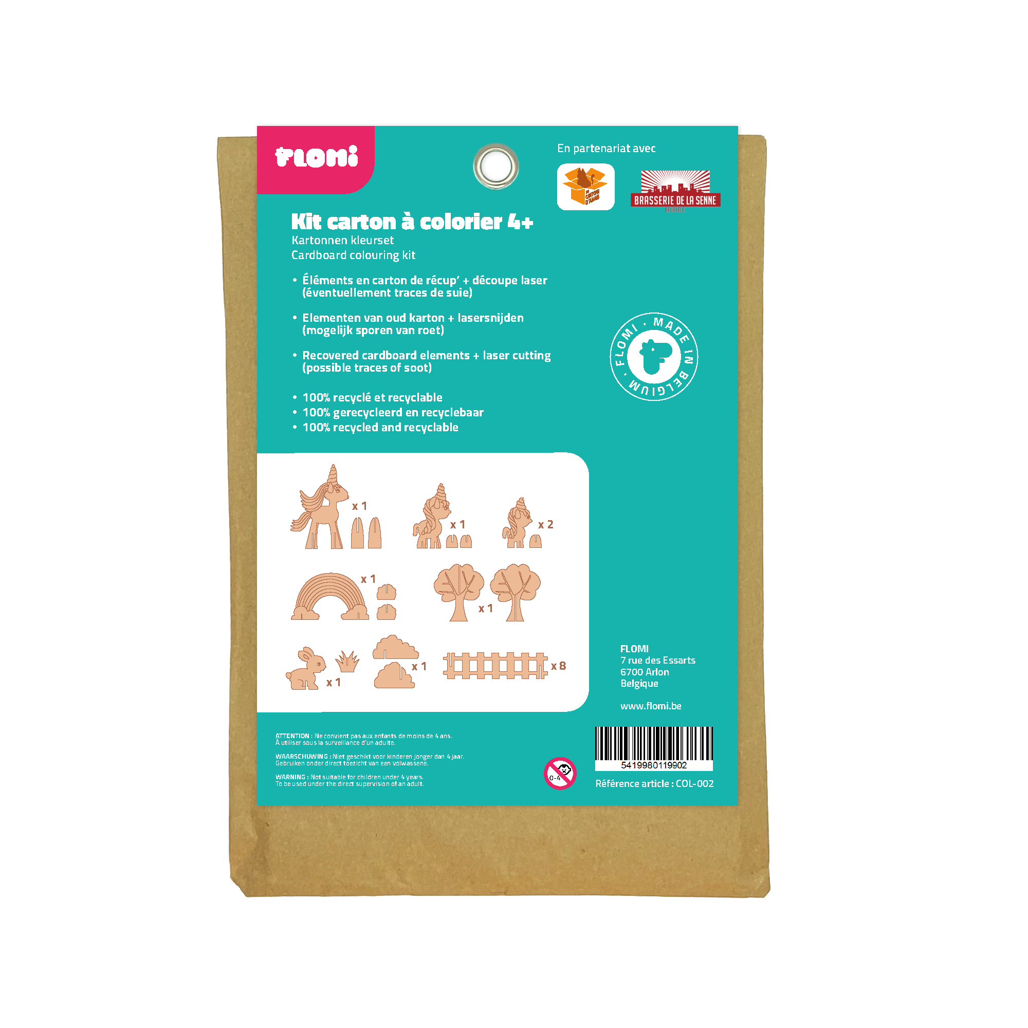 FLOMI – wholesale DIY-pysselkit - Barn – Miljövänligt 3D kreativt målarset – Enhörningar 4+2