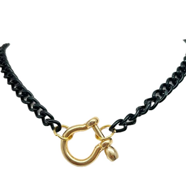 Gold Lock Necklace (A220) for wholesale by Strutt Jewelry