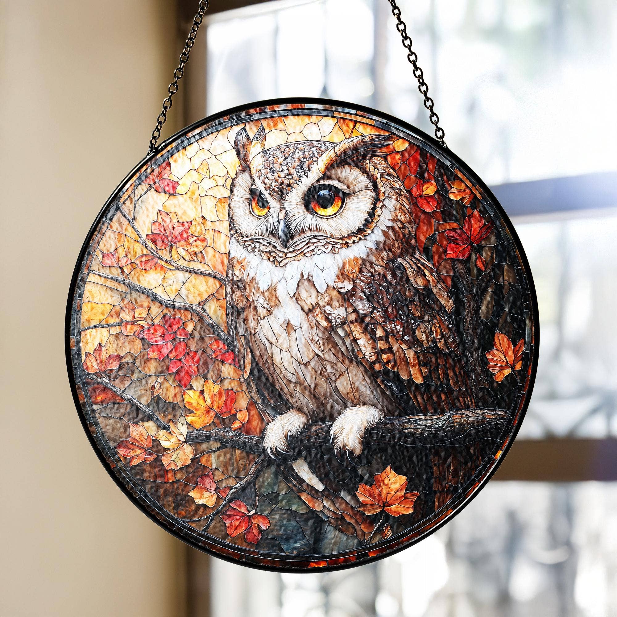 NVC Ecommerce LLC – wholesale Solfångare – Uggla i färgat glas solfångare, Söt fågel solfångare, Uggla present4