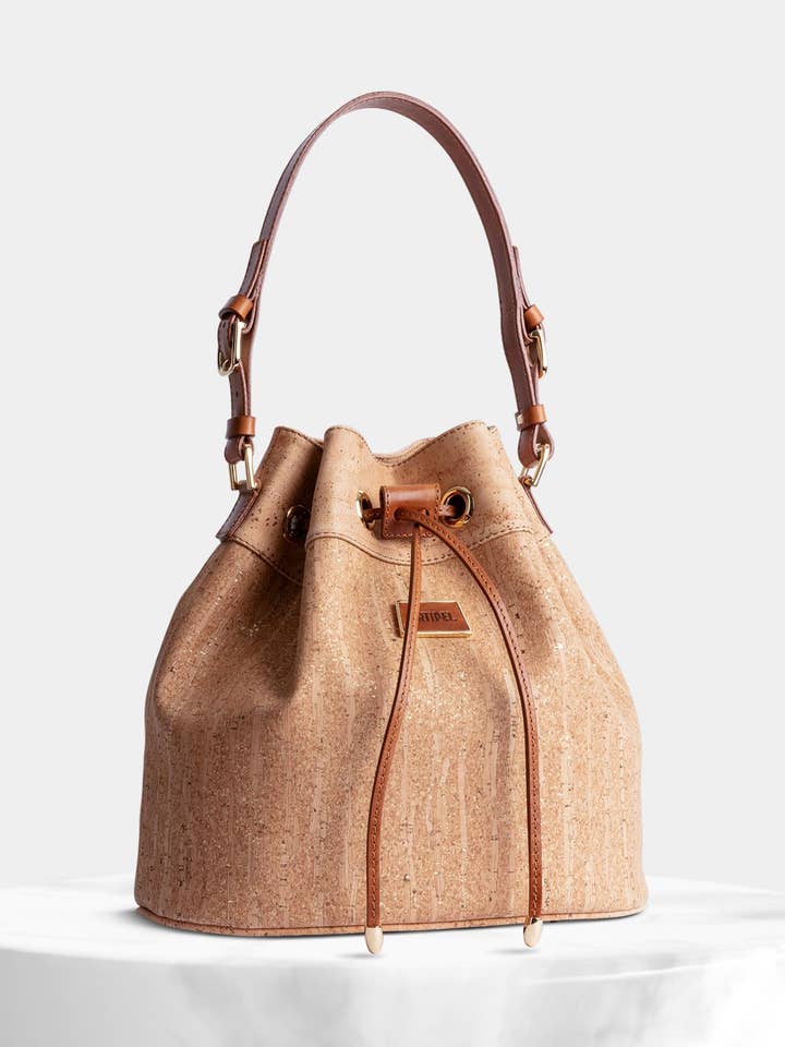 Klassisk guld kork hinkväska för wholesale av StudioCork