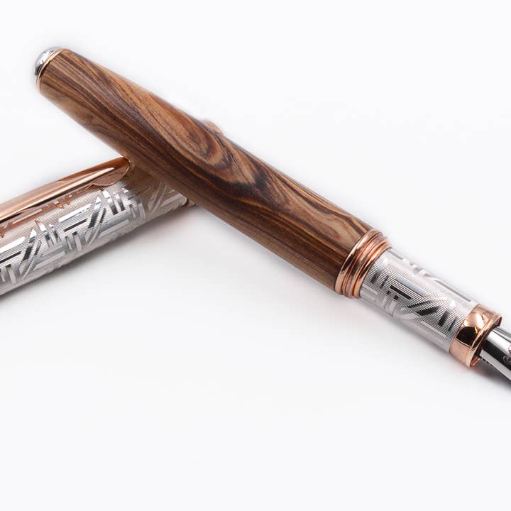 Grifos pens - Wholesale Pen - Fountain Pen/ rollerball personalized silver & olive wood2
