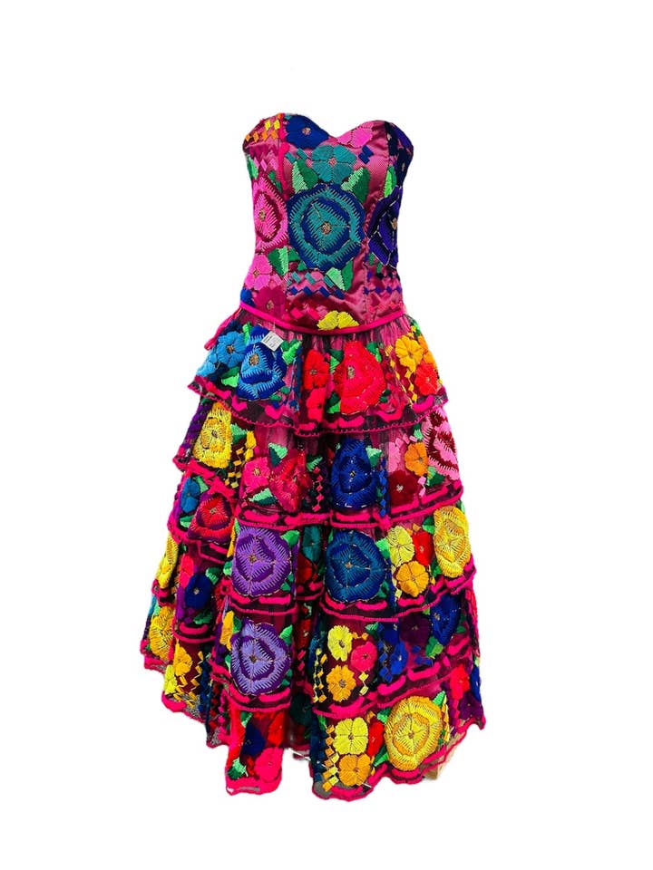 Mexicaanse Chiapaneca strapless jurk voor wholesale door Cielito Lindo