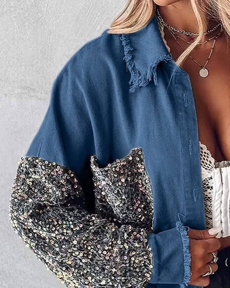 Fashion Combination – Großhandel Jacke – Damen – Pailletten-Patchwork-Übergrößenjacke Damen – Mehrfarbig8