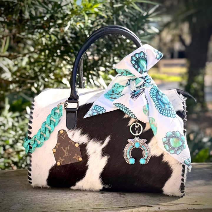 Upcycled LV Cowhide Leather Speedy Top Handle Bag Western for wholesale by Southern Junkie Gypsy Boutique