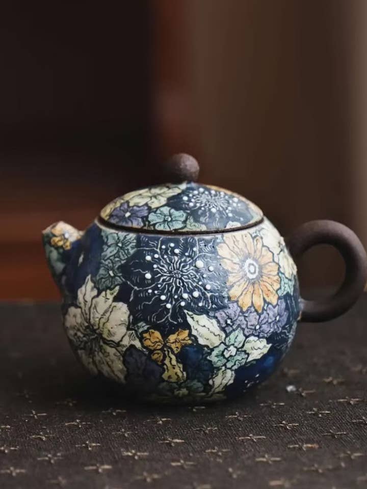 Hand-Painted Petal-Shaped Teapot for wholesale by sylvarastudio