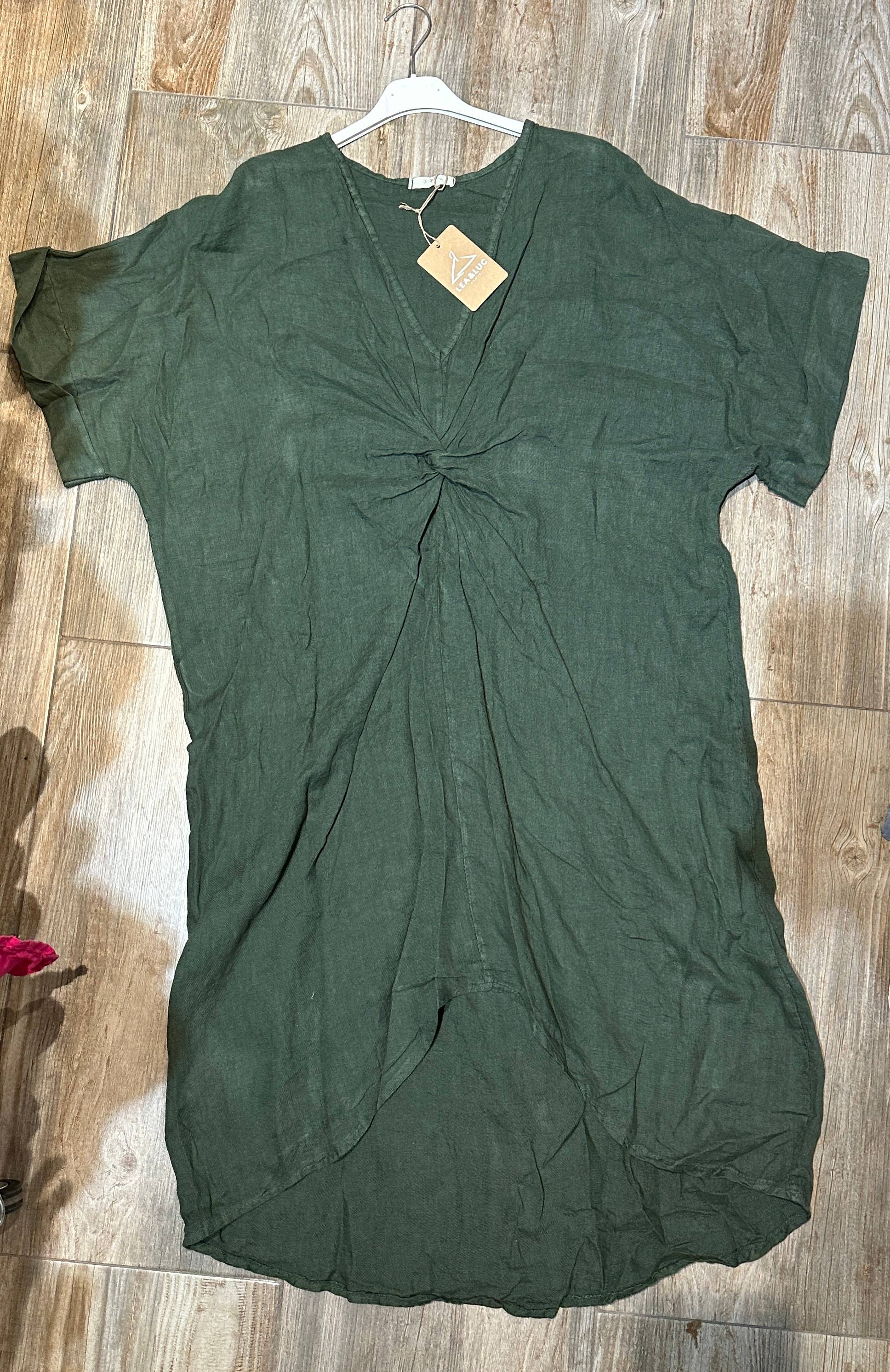 LÉA & LUC - Wholesale Dress - Women's - Long dress with V-neck 100% linen REF. 718558