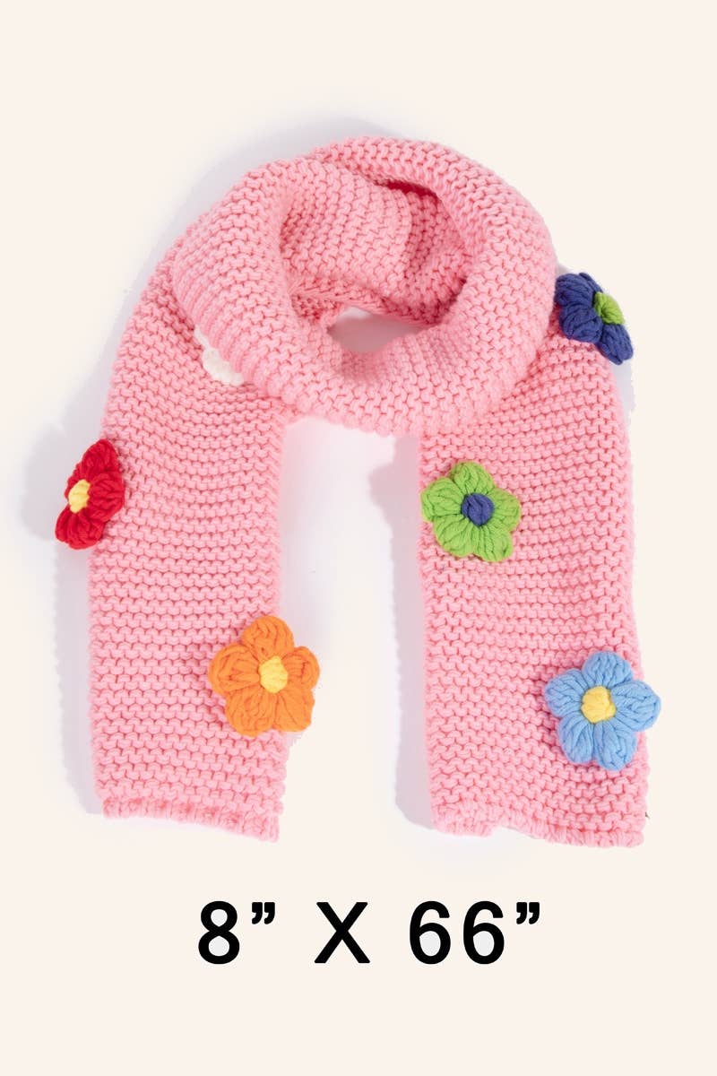 Anarchy Street - Wholesale Scarf - Women's - Crochet Knit Flower Oblong Scarf2