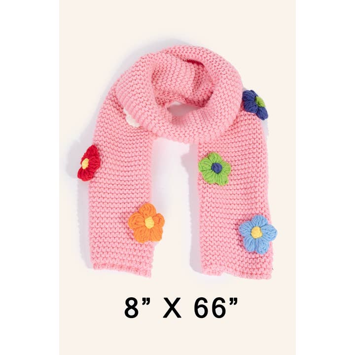 Anarchy Street - Wholesale Scarf - Women's - Crochet Knit Flower Oblong Scarf2