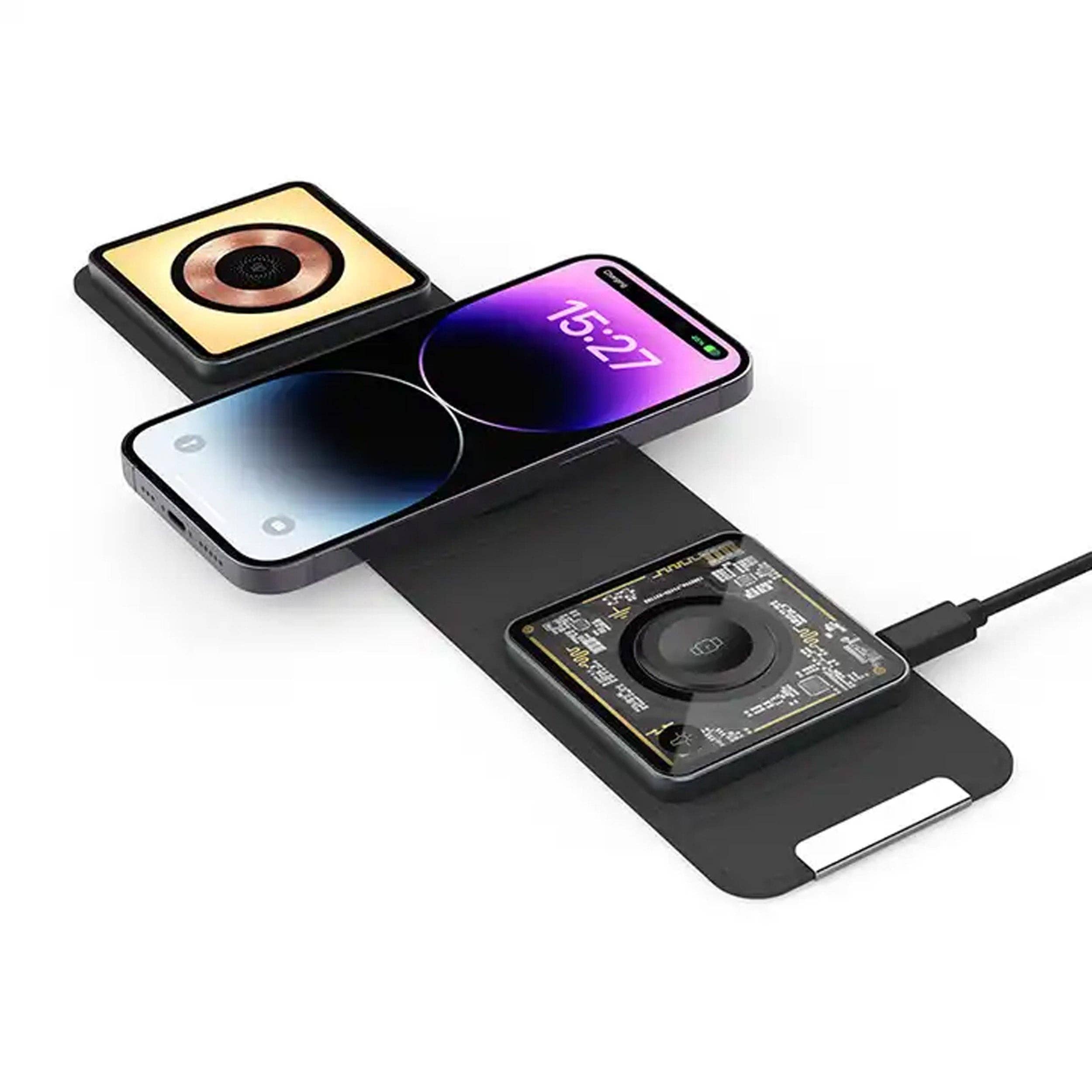 GulleeGadgets – Engroshandel Skærmbeskytter til telefon – Sammenfoldelig trådløs opladerstation til flere enheder1