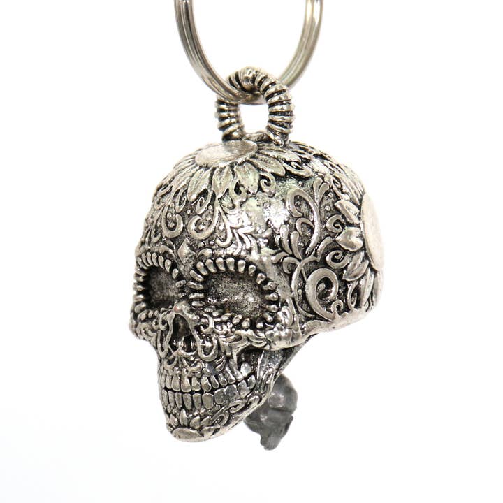 SILVER Hot Leathers Sugar Skull Bell BEM1029 for wholesale on Faire