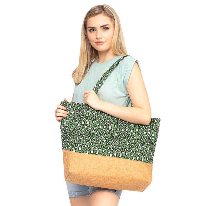Madeline Love - Wholesale Tote Bag - Women's - Leopard Print Jute Tote Bag