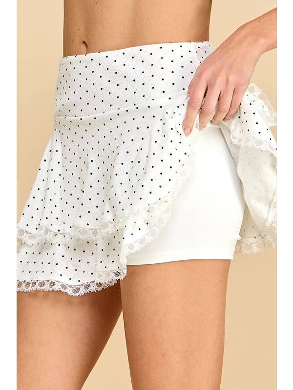 White CS3760-Motion Pointelle Polka Dot Double Layer Skirt for wholesale on Faire3