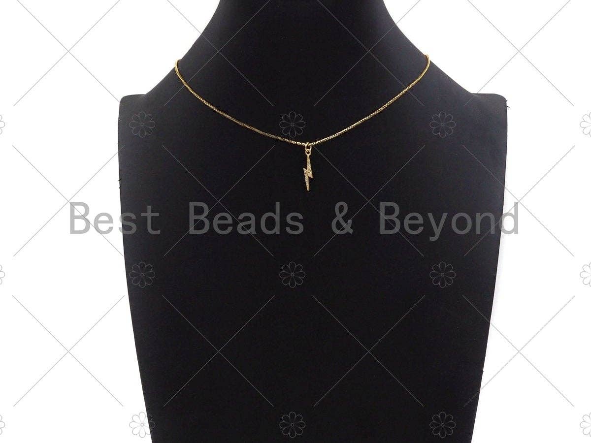 BestBeads&Beyond - Vente Breloques/médailles personnalisées - CZ Micro Pave Lightning Shape Pendentif/Charm, Charm Zirconia Cubic, Collier Bracelet Charm Pendentif,4x20mm, Sku #LD223
