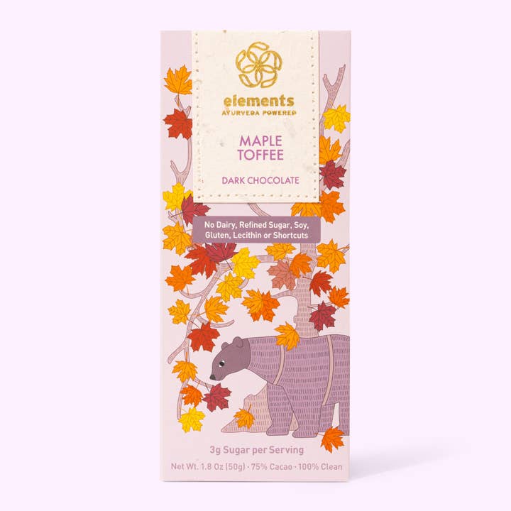 Elements Truffles - Wholesale Chocolate Bar - Maple Toffee 75% Dark Chocolate