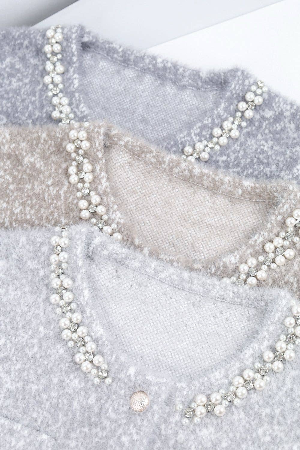 PEACH ACCESSORIES - Wholesale Cardigan - Women's - Sparkling Collar Soft Knit Pocket Cardigan SS1016