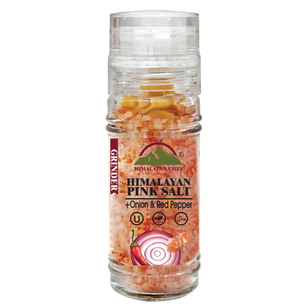 WBM LLC – wholesale Salt & pepper shaker set – Himalayan Chef Pink Salt Grinder, Small Glass Grinder, 4.2oz9