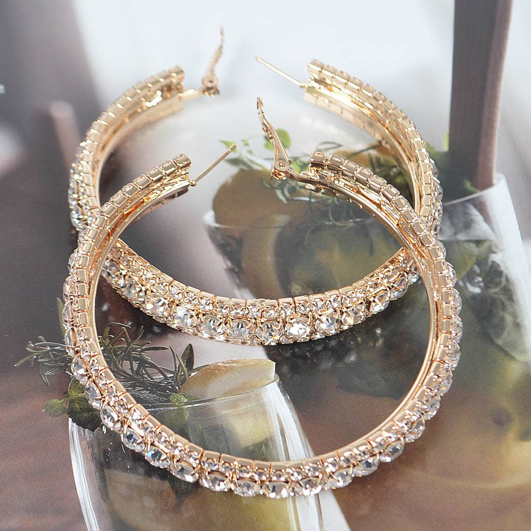 3AM BY H&D ACCESSORIES - Wholesale Hoop Earrings - Multi Rhinestone 60mm Hoop Earring4