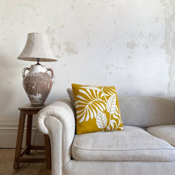 Sophie Home Ltd - Wholesale Throw Pillow Cover - Cotton Knit Throw Pillow/Cushion Cover: Leaf Citrus