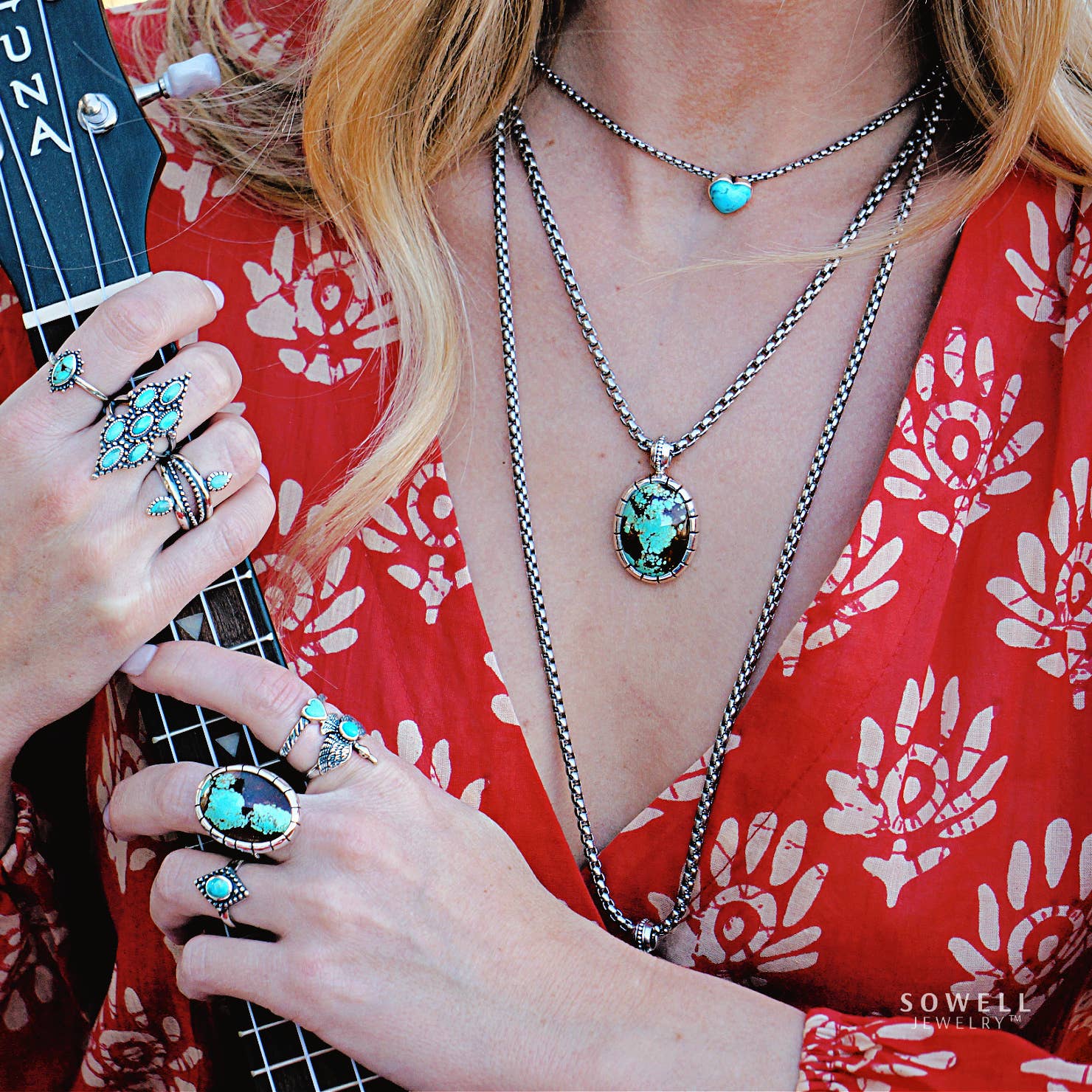 Sowell Jewelry – Engroshandel Halskæde med vedhæng – Turkis hjerte halskæde1