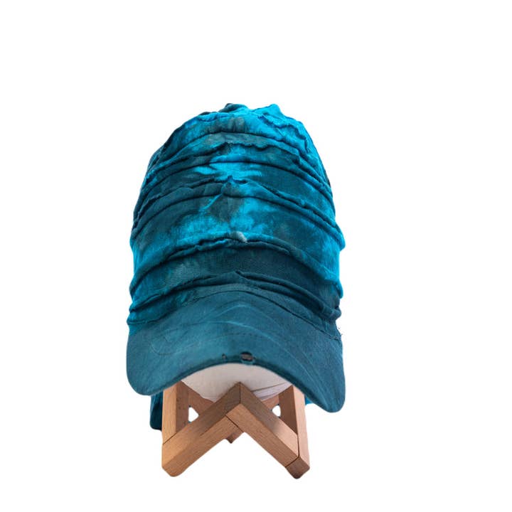 Earth Divas - Wholesale Baseball Cap - Women's - Blue Tie Dye Cap with Headband | Tie at Back
