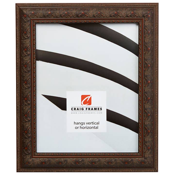 Craig Frames - Wholesale Picture Frame - 8.5x11 Picture Frame, Medici Antique Mahogany, Assembled