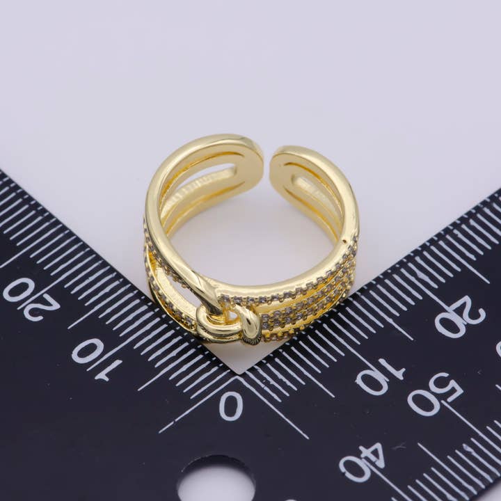 Aim Eternal - Wholesale Multi-Stone Ring - Dainty Knot Tie Gold Filled Ring Open Adjustable Ring O4582