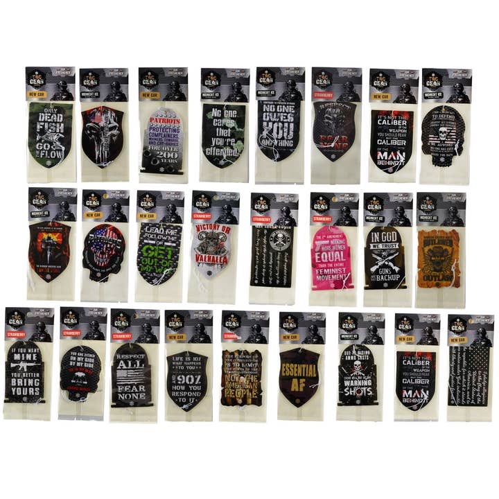 Novelty Closeout - Wholesale Air Freshener - Tac Gear Patriot Hanging Air Freshener Assortment- 24/Pack