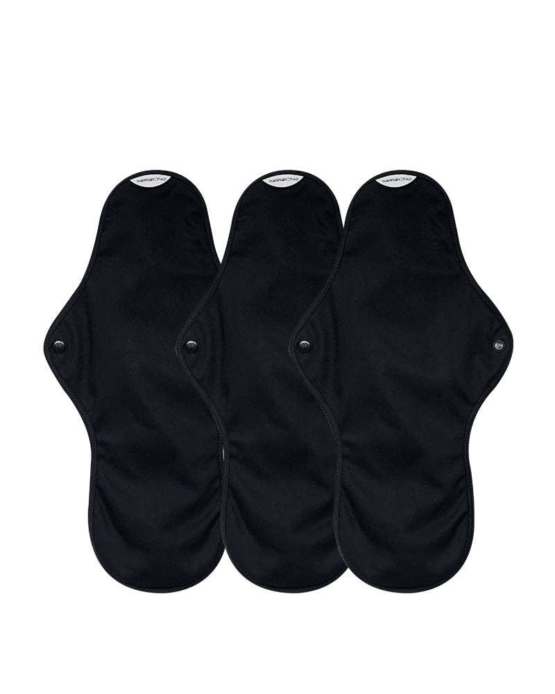 The Brand hannah - Wholesale Period Underwear - Women's - Organic Reusable Pads - 3 Overnight Pads in Black1