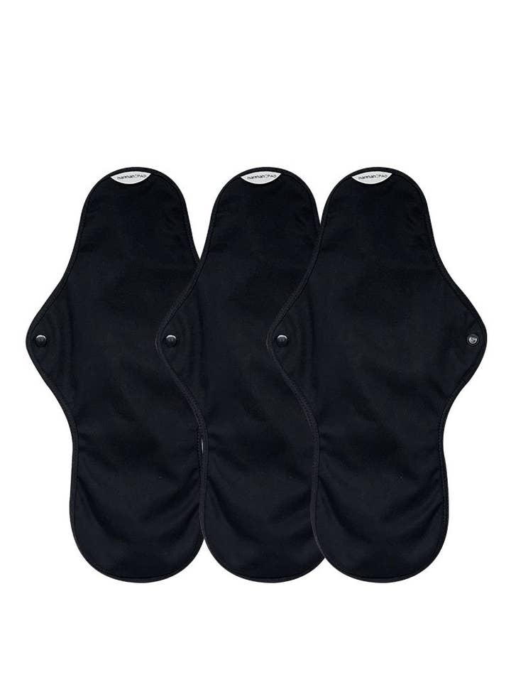 The Brand hannah - Wholesale Period Underwear - Women's - Organic Reusable Pads - 3 Overnight Pads in Black1