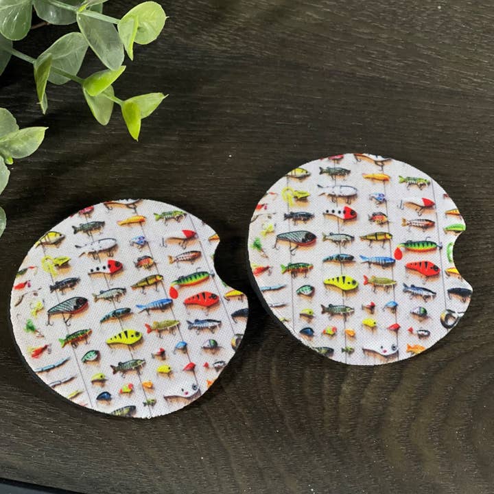 CMD Wholesale - Wholesale Car Coaster - Unisex - Fishing Lures Car Coaster Set