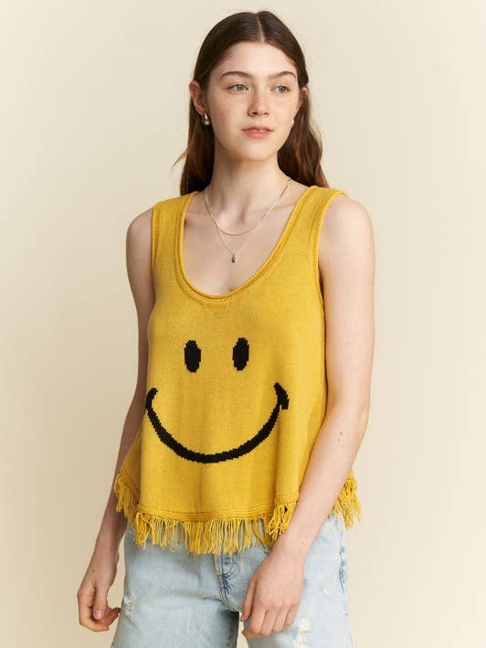 SMILEY FRINGE TANK for wholesale by JADE BY JANE