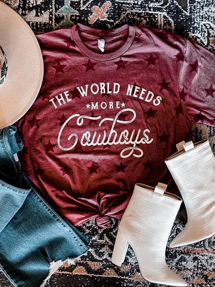 World Needs More Cowboys Star Tee for wholesale by Hank & Scoot