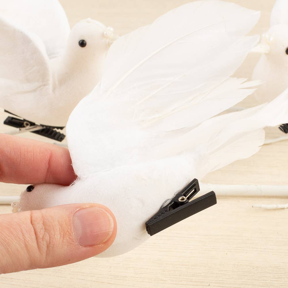 Factory Direct Craft - Wholesale Artificial Flowers - 5-1/2" Artificial White Dove Birds with Clips (Pack of 12 )2