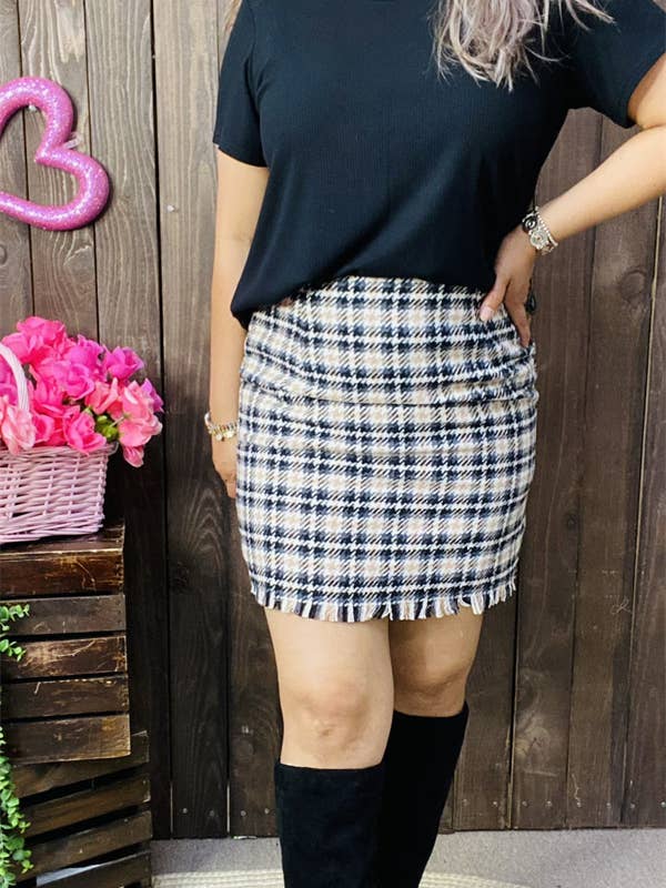 FW6188 Short plaid tighten skirt IS21 for wholesale by luluclothes