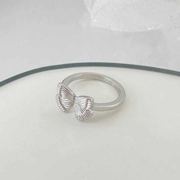 Tourtiwi - Wholesale Band/Stacked Ring - Elegant Silver & Gold Tone Butterfly Motif Rings