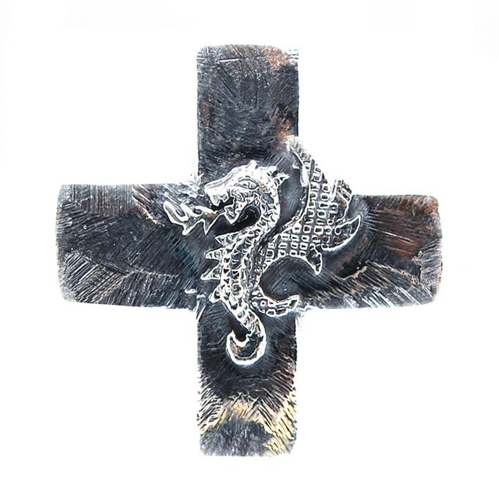 Silver Pendant Greek Cross Body With Hole And Dragon Fire for wholesale by ElfCraft