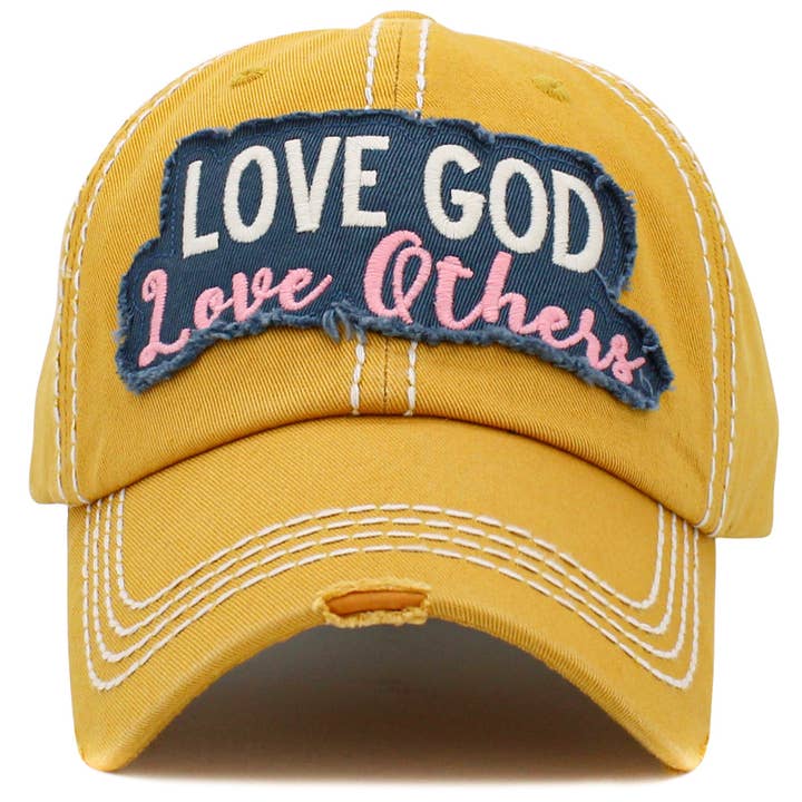 SOPHIA WHOLESALE - Wholesale Baseball Cap - Women's - LOVE GOD LOVE OTHERS Washed Vintage Ball Cap