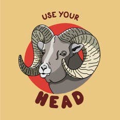 Pegatina de carnero de las Rocosas usa tu cabeza para venta al por mayor de Rextooth Studios