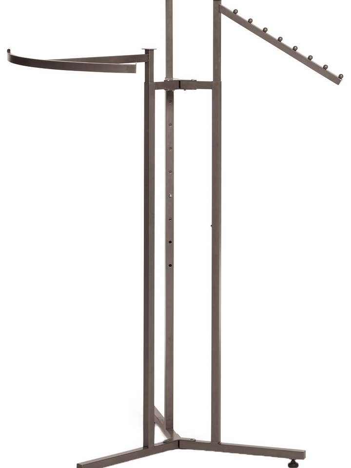Boutique Raw Steel 3-Way Clothing Rack for wholesale by Store Supply Warehouse