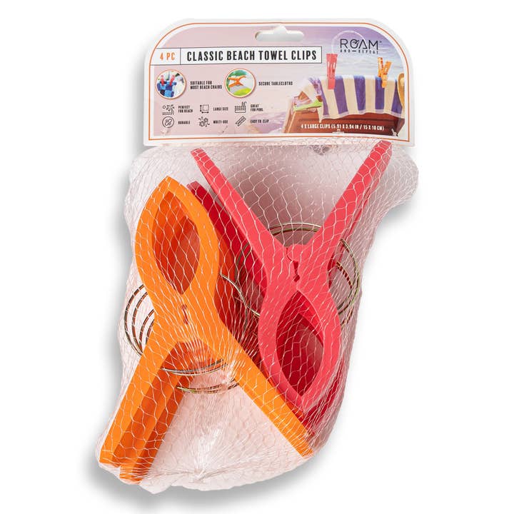 Core Home - Wholesale Beach Accessories - Set of 4 Large Classic Beach Towel Clips - SBD/CTC1