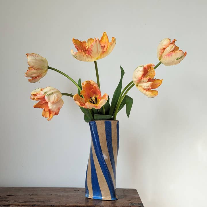 Rosie Gore - Wholesale Vase - Blue Stripe Twist Vase2