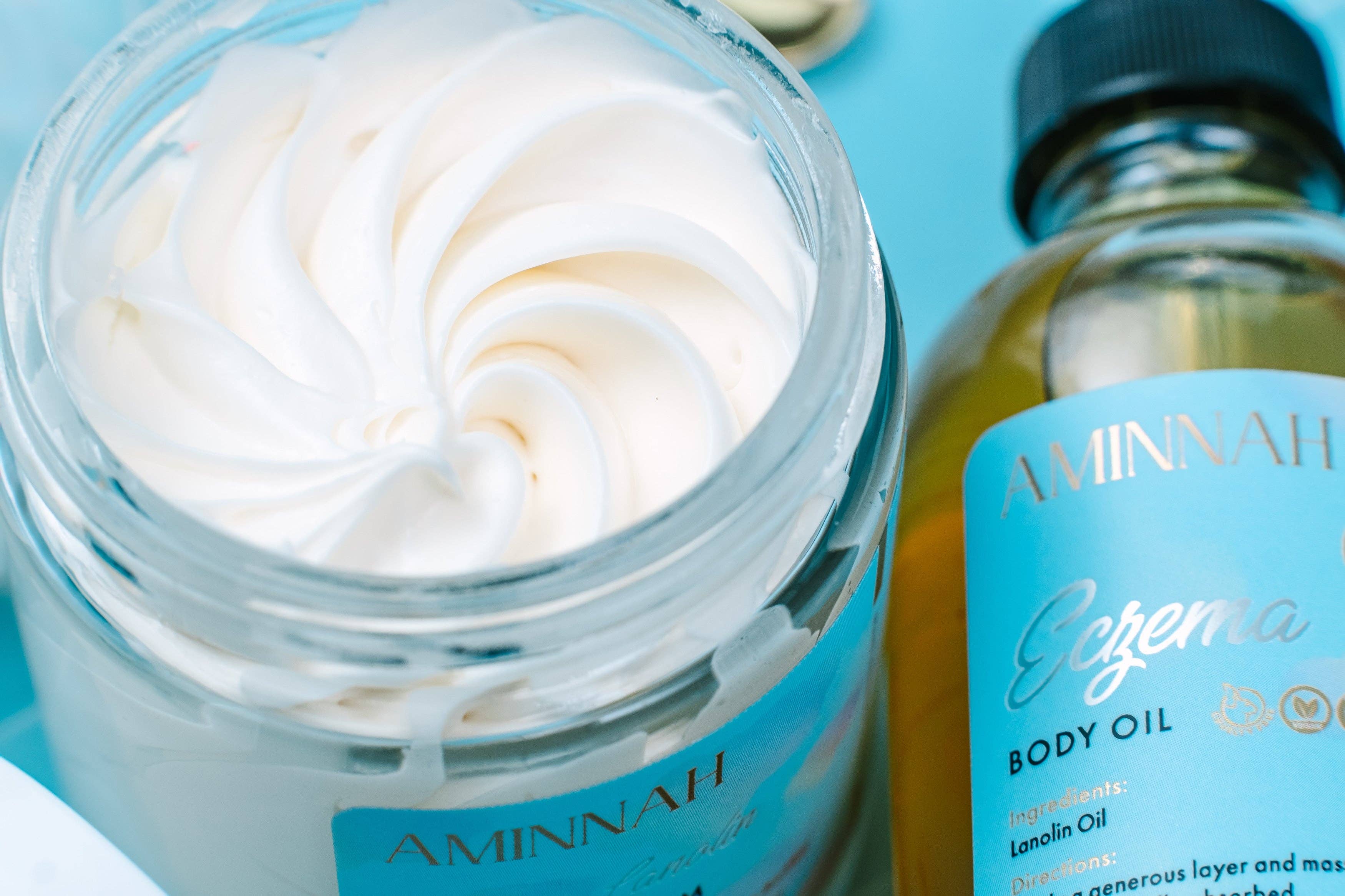 AMINNAH - Wholesale Bath & Body Set - "Eczema" Body Collection | Cream| Serum| Sugar Scrub| Body Oil| Cleanser|6