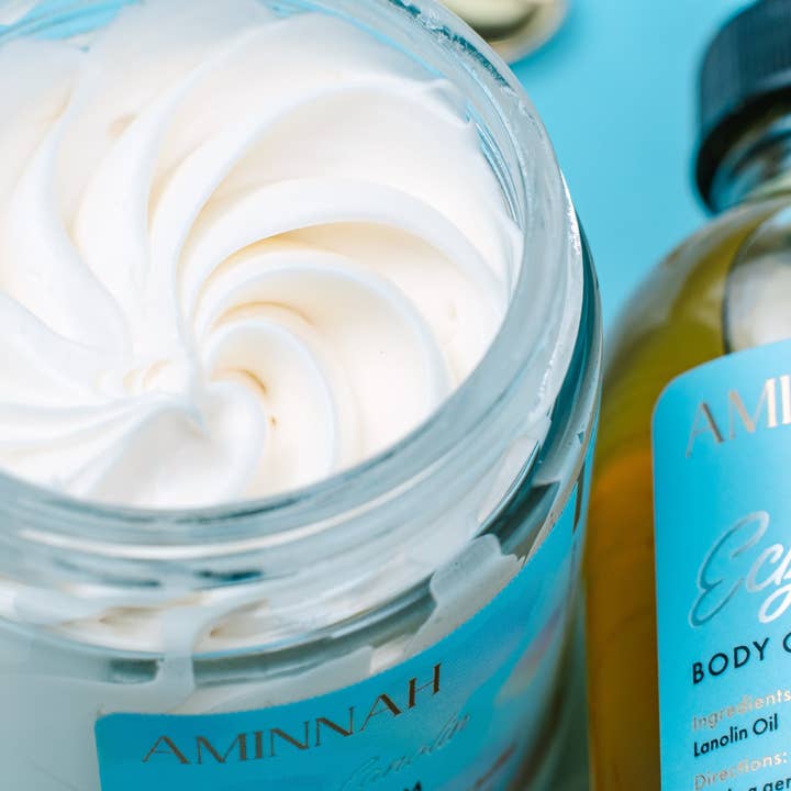 AMINNAH - Wholesale Bath & Body Set - "Eczema" Body Collection | Cream| Serum| Sugar Scrub| Body Oil| Cleanser|6