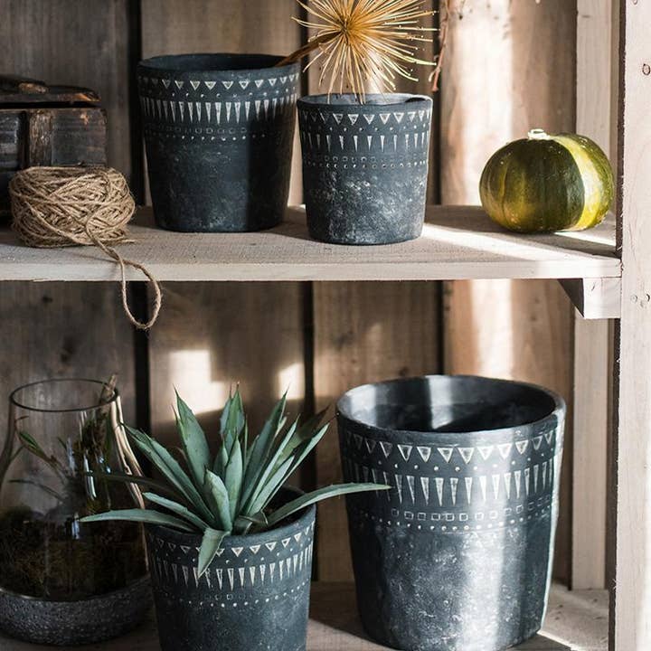 Rustic Reach - Wholesale Plant Pot - Black Pottery Cement Planter3