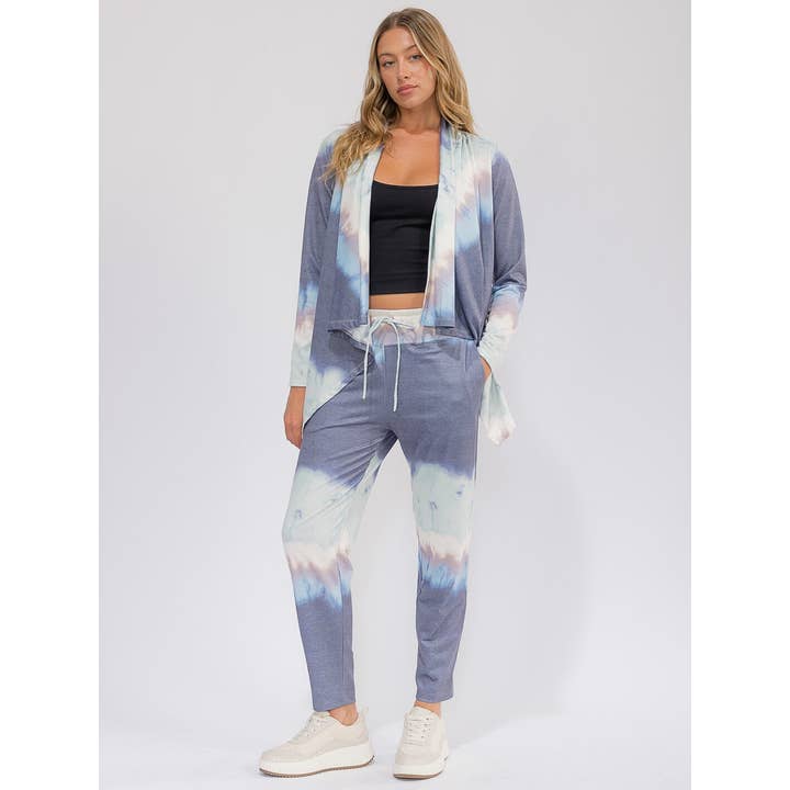 ELASTIC WAIST FRONT POCKETS TIE DYE PANTS for wholesale by IWT Brands