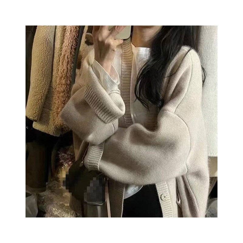 UZ Wholesale Store - Vendita all'ingrosso Cardigan - Donna - Cardigan maglione lavorato a maglia tinta unita versatile5