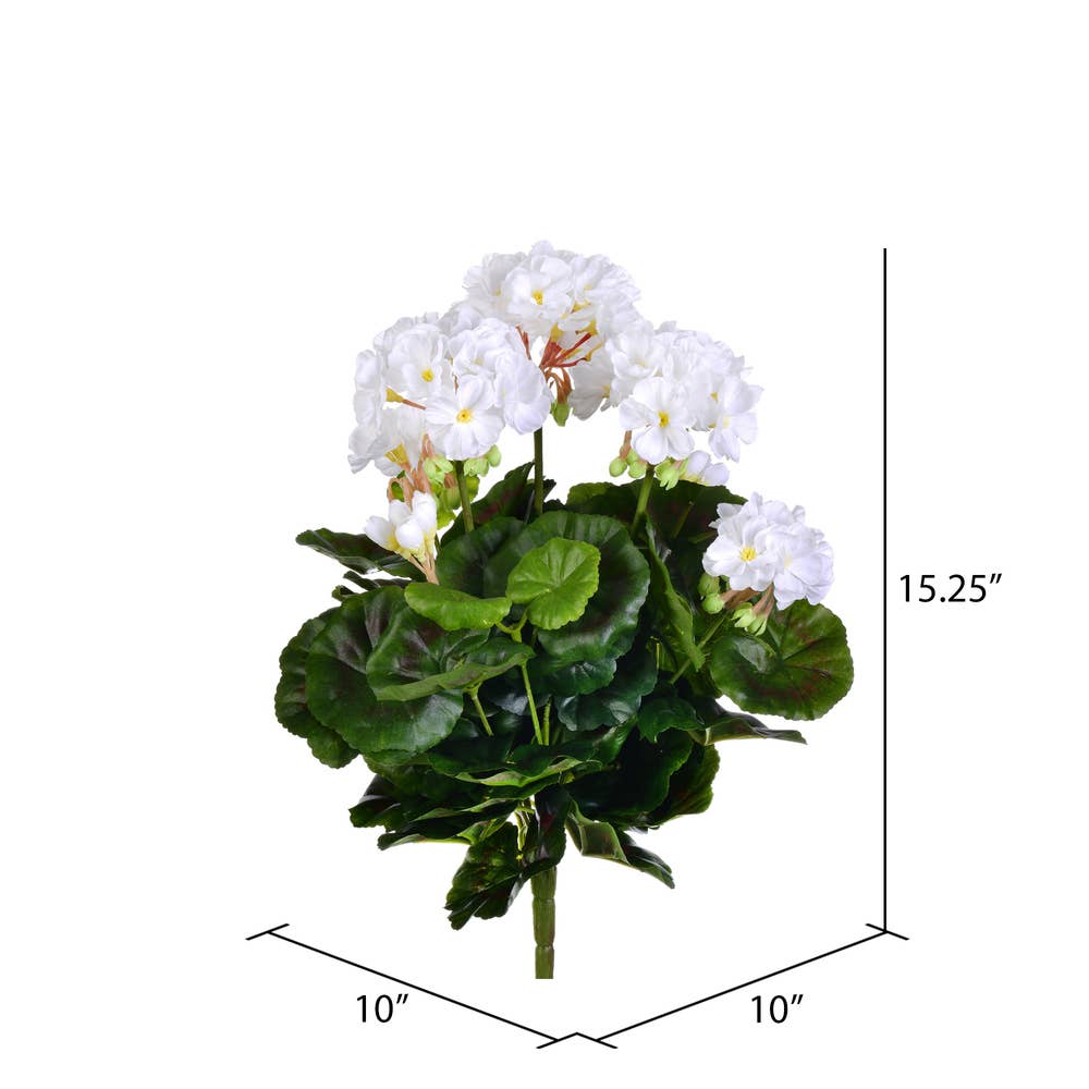 Vickerman 15.25" White Geranium Bush for wholesale on Faire1