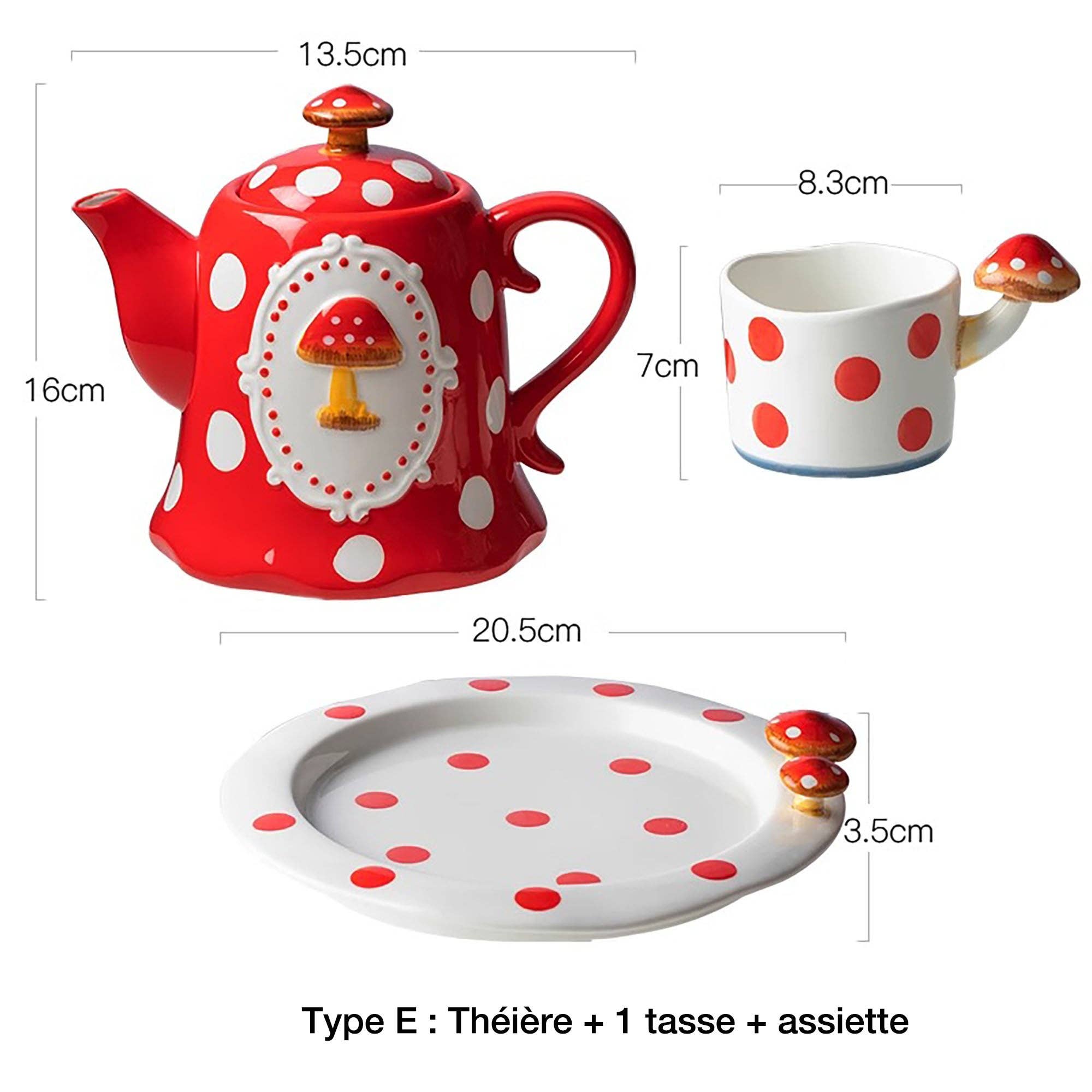 MinoCraft - Vendita all'ingrosso Teiere - Teiera in ceramica con motivo a fungo fatato13