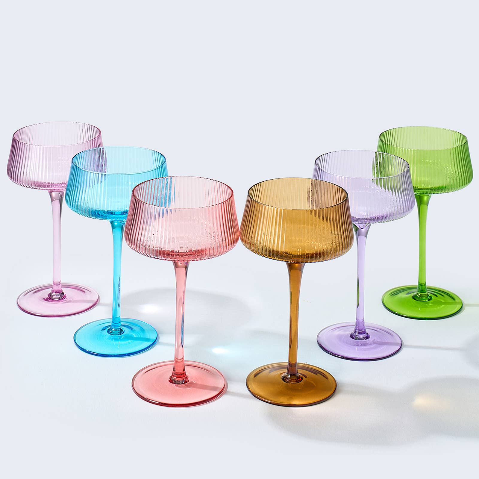 The Wine Savant /  Khen Glassware - Vente Verres à cocktail/alcool - Verres à coupe côtelée vintage | 7,5 oz | Ensemble de 61
